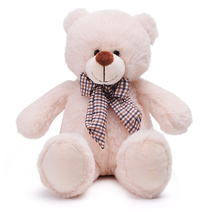 Белый мишка Эрни с бантом, 20 см