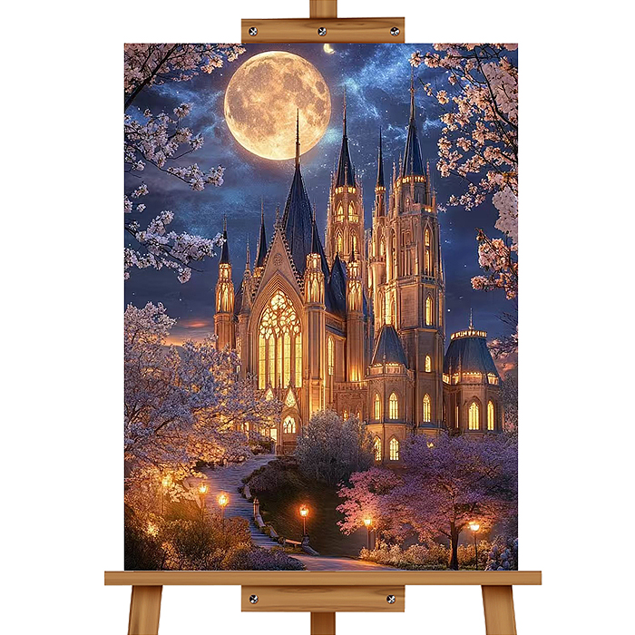 Мозаика алмазная MKA4030-159 "Ночной замок" (светится в темноте) 40*30 см.