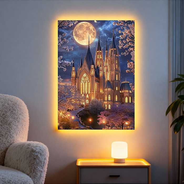 Мозаика алмазная MKA4030-159 "Ночной замок" (светится в темноте) 40*30 см.