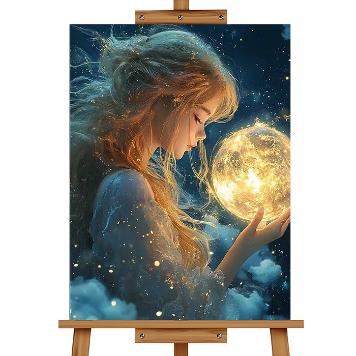 Мозаика алмазная MKA4030-155 "Девушка с шаром" (светится в темноте) 40*30 см.