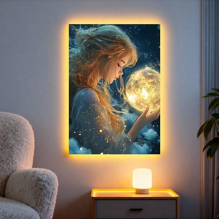 Мозаика алмазная MKA4030-155 "Девушка с шаром" (светится в темноте) 40*30 см.