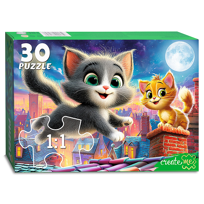 Пазлы 30 "Котята на крыше"