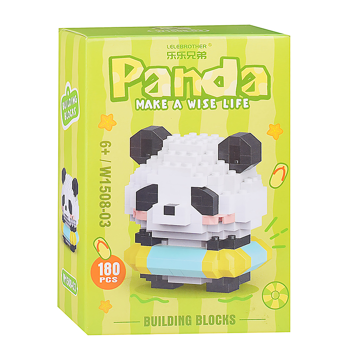 Конструктор W1508-03 "Панда с плавательным кругом" (180 дет.) в коробке 
