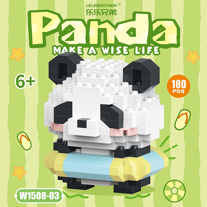 Конструктор W1508-03 "Панда с плавательным кругом" (180 дет.) в коробке 