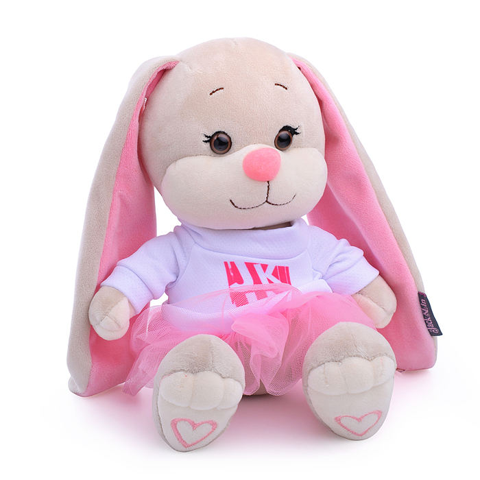 Зайка Лин в свитшоте с розовой юбочкой, 20 см, в коробке