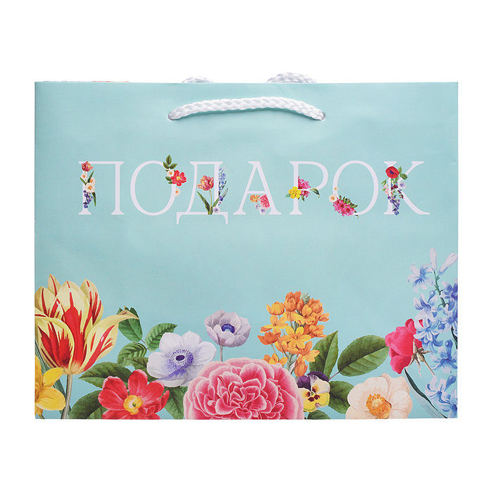 Пакет бумажный подарочный 23х18х10см "Ассорти. Цветы" 