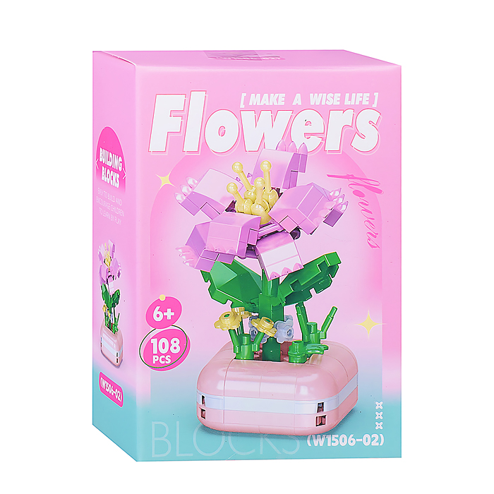 Конструктор W1506-02 "Цветок" (108 дет.) в коробке