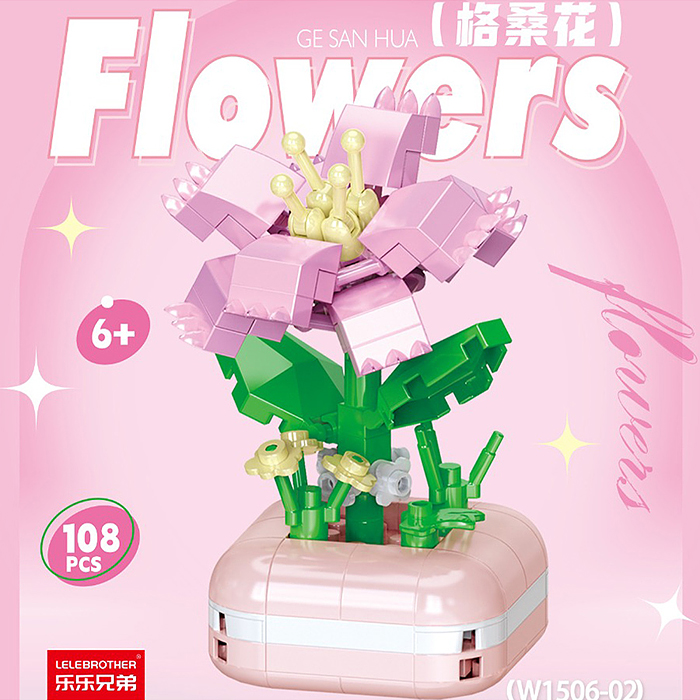 Конструктор W1506-02 "Цветок" (108 дет.) в коробке