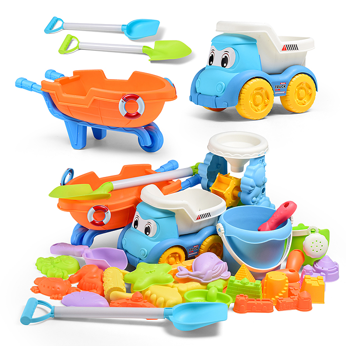 Набор для игры в песке W218-47 "Пляжные приключения" в сетке (30 предметов)