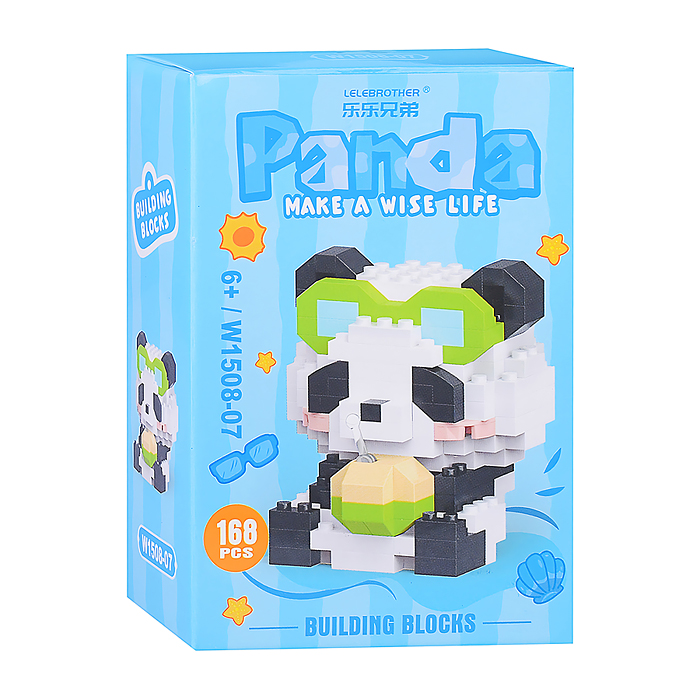 Конструктор W1508-07 "Панда с соком" (168 дет.) в коробке 