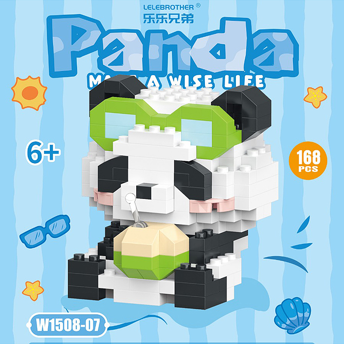 Конструктор W1508-07 "Панда с соком" (168 дет.) в коробке 