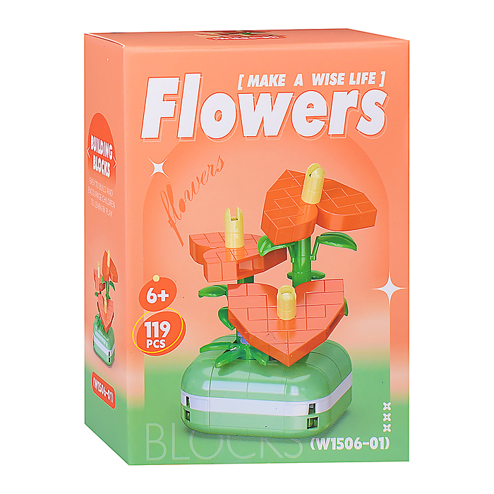 Конструктор W1506-01 "Цветок" (119  дет.) в коробке