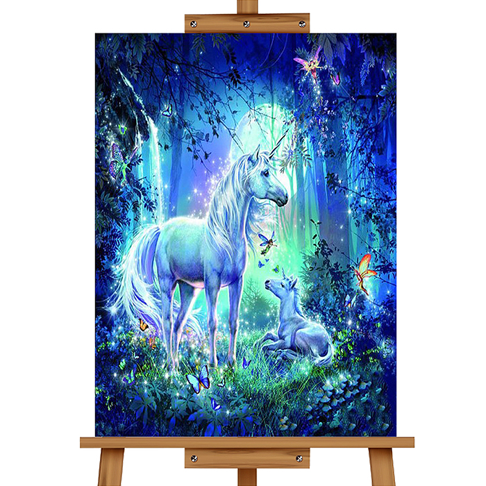 Мозаика алмазная MKA3020-131 "Грациозный единорог" (светится в темноте) 20*30см.