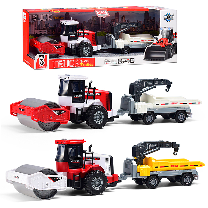 Машина KLX900-28 "Каток с прицепом" 1:43 (свет,звук) в коробке