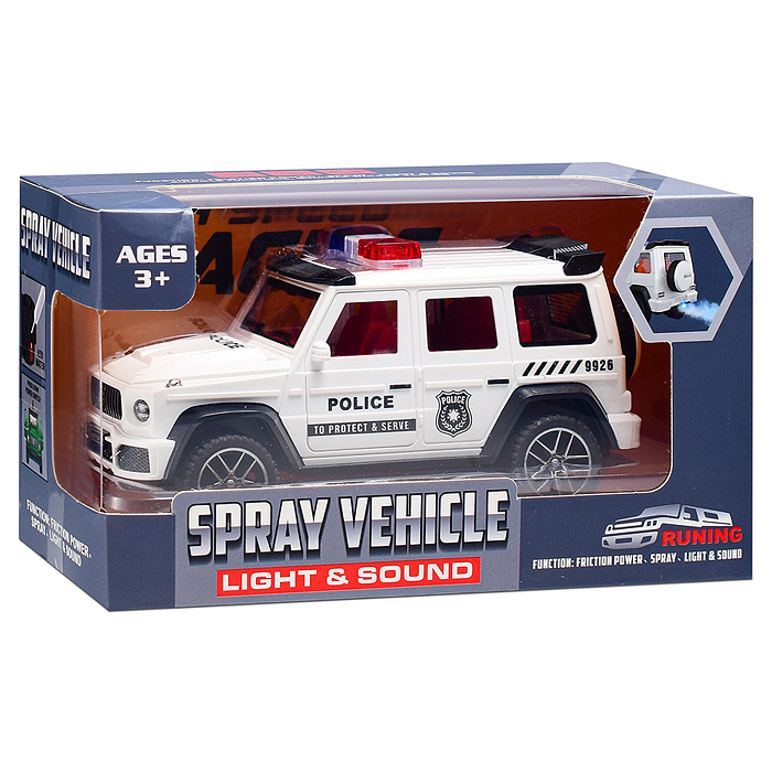 Машина YM-9926B "Полицейская машина" (свет, звук, спрей) в коробке