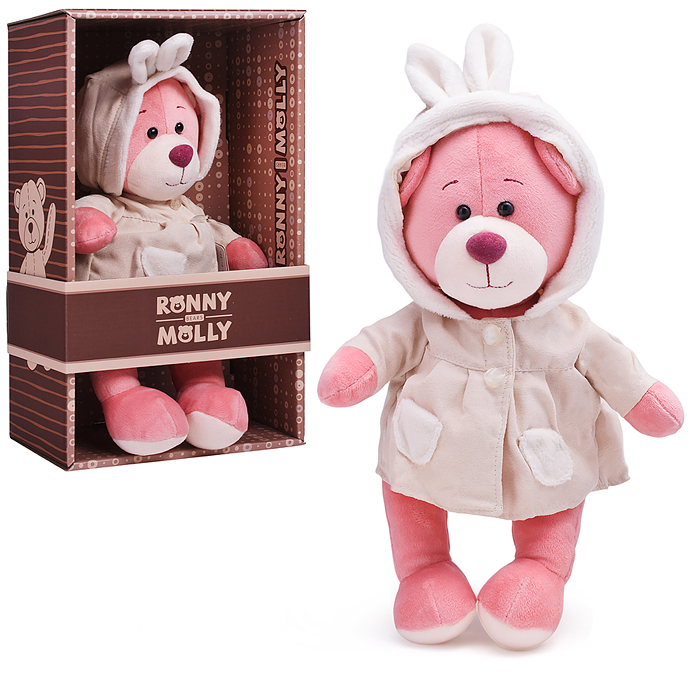 Мишка Молли в Плаще с Заячьими Ушками, 21 см, в коробке