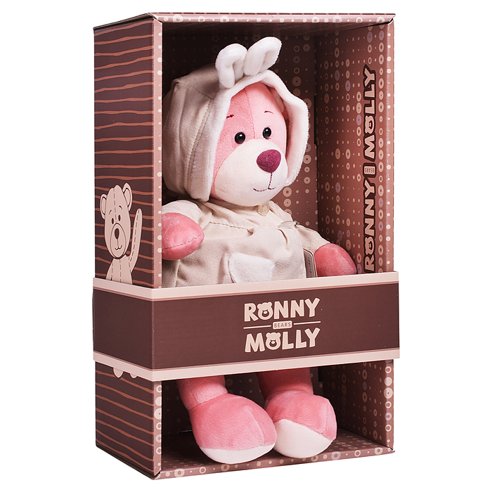 Мишка Молли в Плаще с Заячьими Ушками, 21 см, в коробке