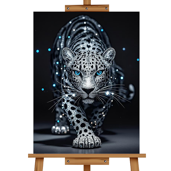 Мозаика алмазная MKA3020-188 "Леопард" (светится в темноте) 30*20 см.
