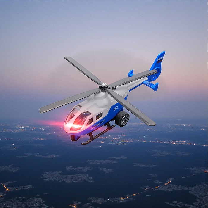 Фото к товару Модель пластик свет-звук Вертолет "Полиция" 20 см. (подв. дет) инерц., в коробке Модель пластик свет-звук Вертолет "Полиция" 20 см. (подв. дет) инерц., в коробке