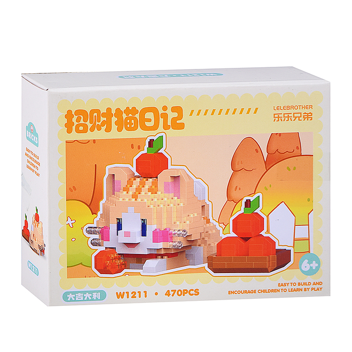 Конструктор W1211 "Кошка с апельсином" (470 дет.) в коробке