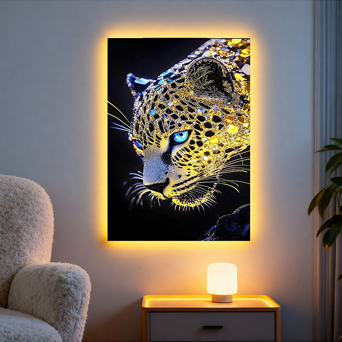 Мозаика алмазная MKA4030-160 "Леопард" (светится в темноте) 40*30 см.