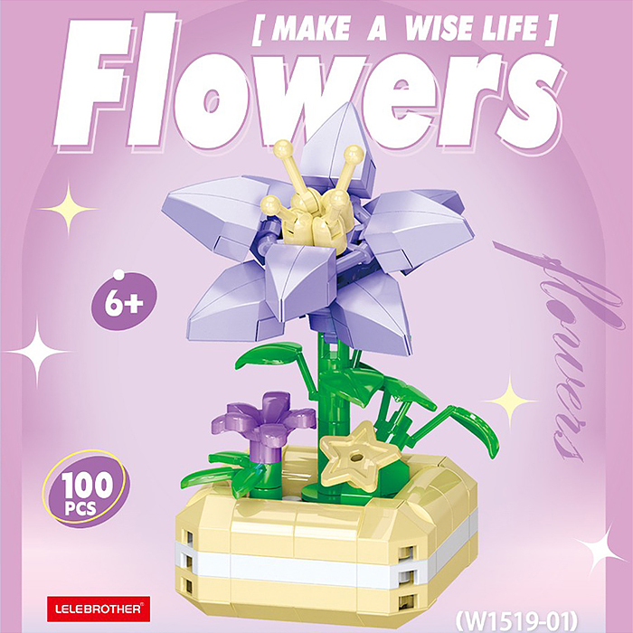 Конструктор W1519-01 "Цветок" (100 дет.) в коробке