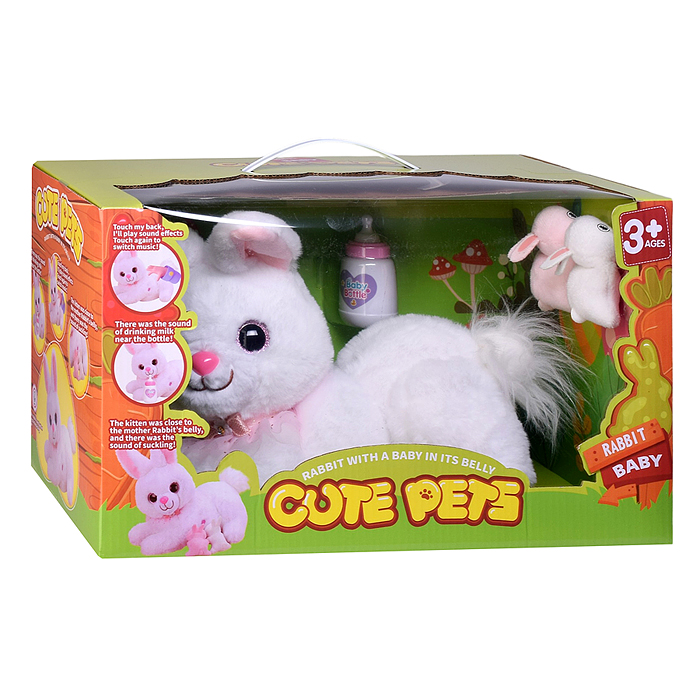 Заяц 933-146E "Пушистик" на батарейках, в коробке