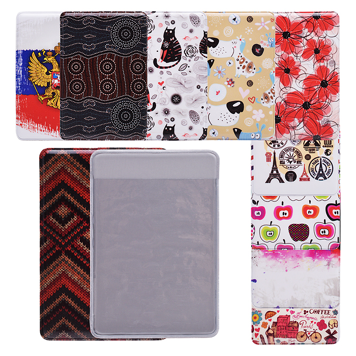 Обложка-карман для карт и пропусков, проездных, 95*65мм, ПВХ, фотопечать, ассорти 