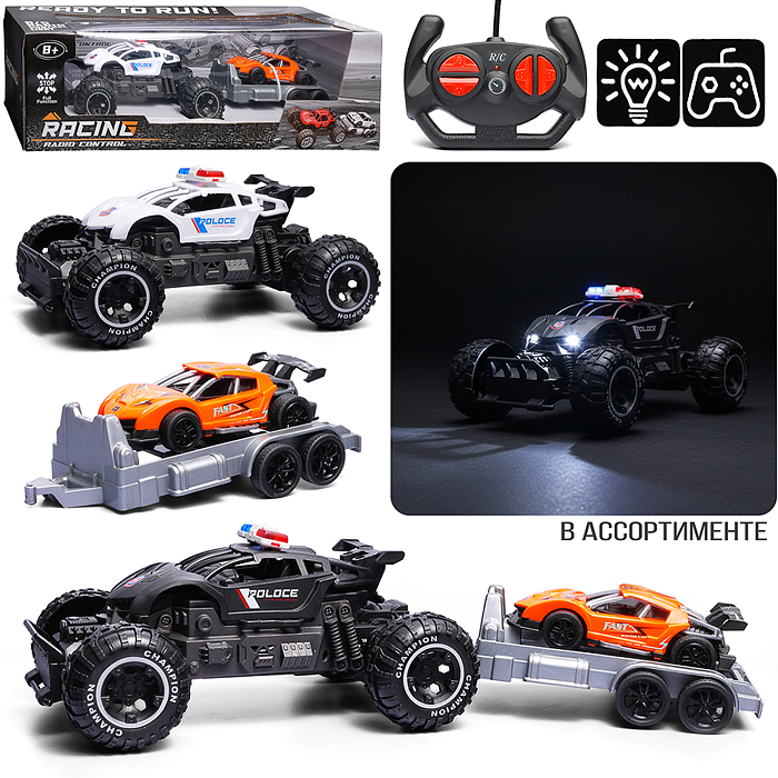 Машина 869-39-2J "Вездеход с прицепом 6" р/у, 27 MHz, в коробке