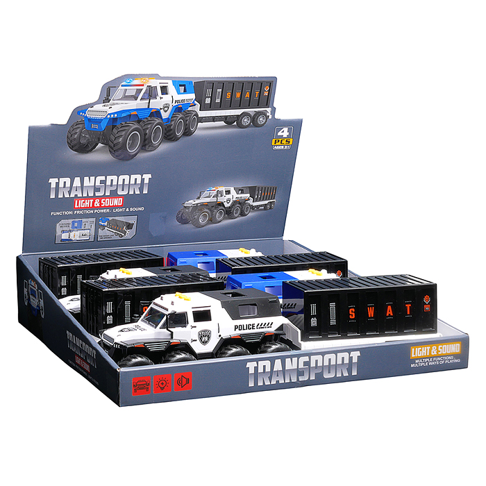 Машина YM-9914F "Полицейский буксир" (свет, звук) в коробке
