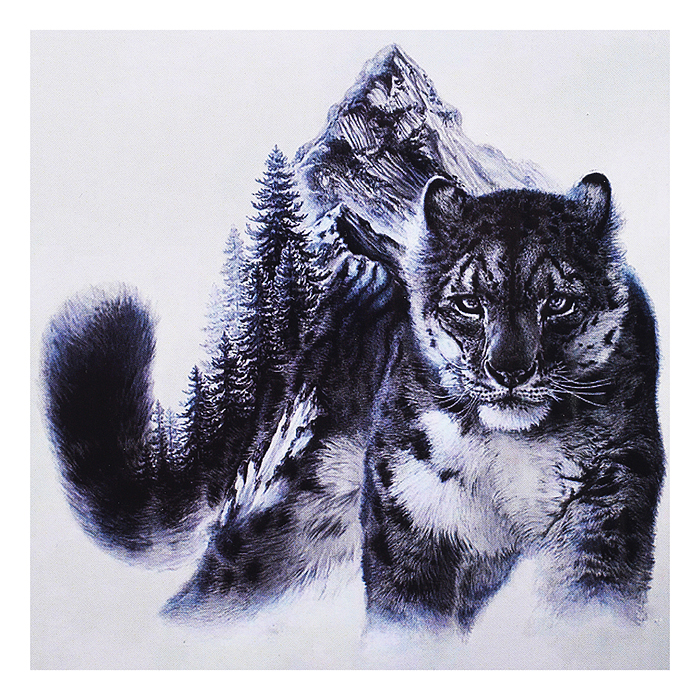 Картина по номерам 30Х30 "Снежный барс" (15 цветов)