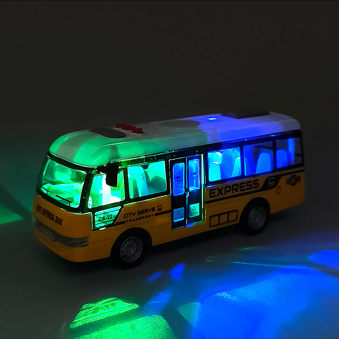 Машина YM-9907F "Автобус" на батарейках, в коробке