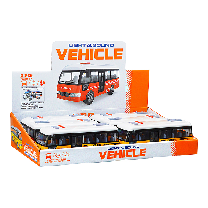 Машина YM-9907F "Автобус" на батарейках, в коробке