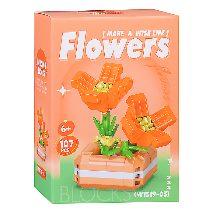 Конструктор W1519-03 "Цветок" (107 дет.) в коробке