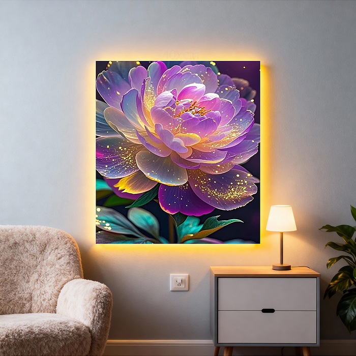 Мозаика алмазная MKA2020-71 "Волшебный цветок" (светится в темноте) 20*20 см.