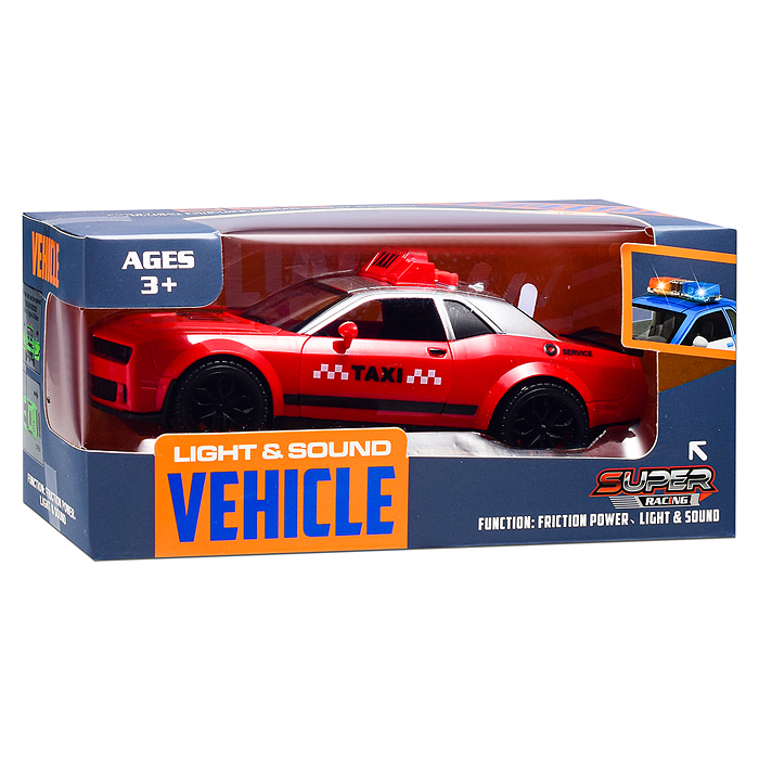 Машина YM-9912B "Гоночное такси" (свет, звук) в коробке