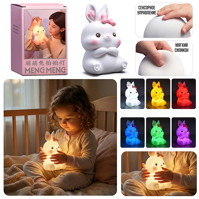 Ночник 00-8062 "Зайчик с бантиком" в коробке