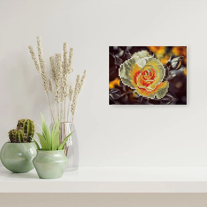 Алмазная мозаика 15х20 "Чайная роза" (13 цветов) 