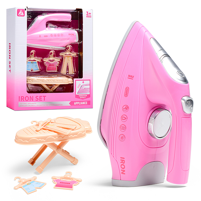 Бытовая техника HJ630 "Утюг с гладильной доской" в коробке ( цвет розовый)