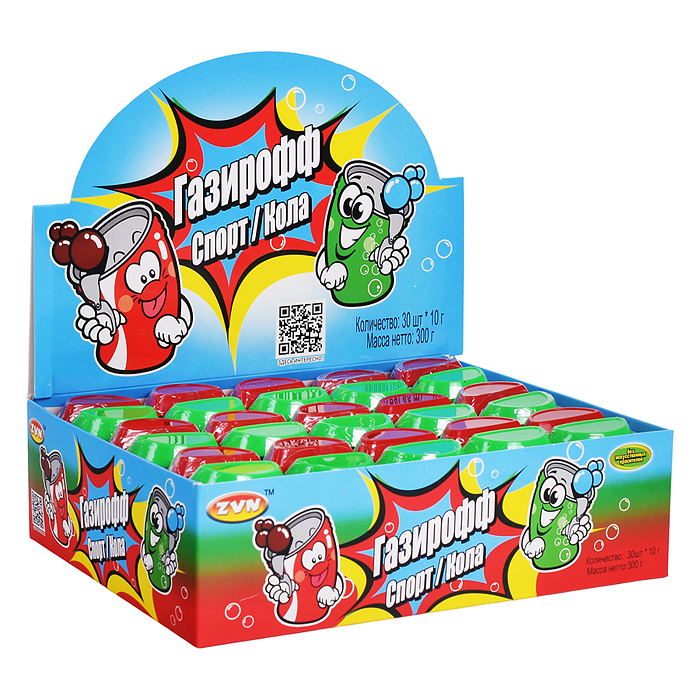 Конфета "Газирофф" со вкусом лимона, со вкусом колы 10г*30шт