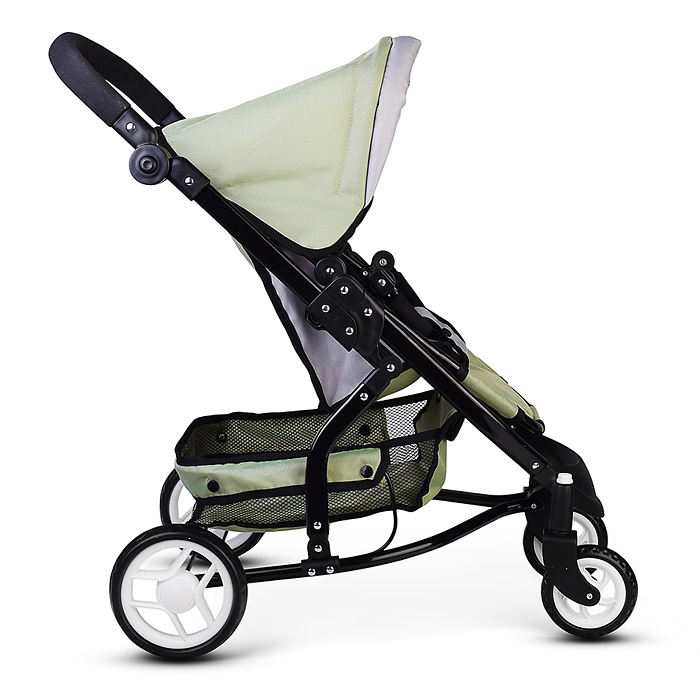 Коляская кукольная 9666 металлическая, с корзиной, цвет серо-зеленый