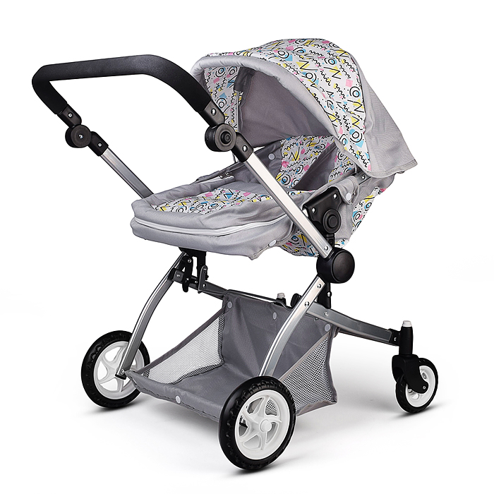 Коляская кукольная 9651A металлическая, цвет розовый