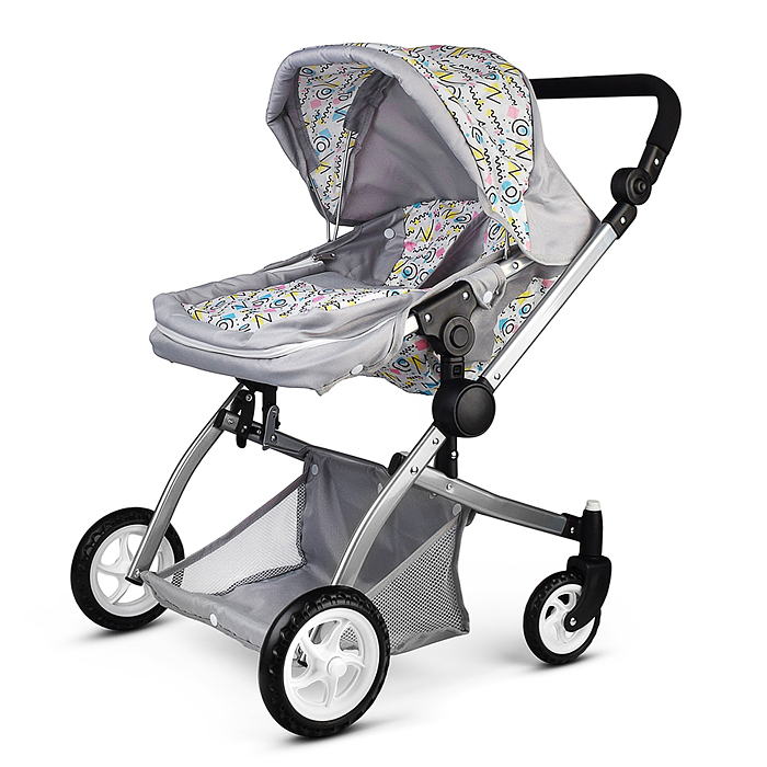 Коляская кукольная 9651A металлическая, цвет розовый