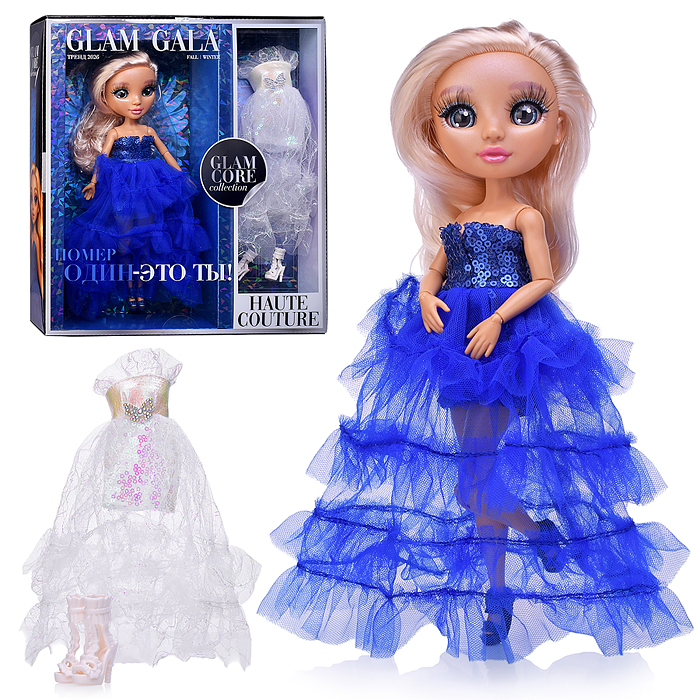 Модная кукла Glam Core, Анна в синем платье Glam Gala, 27 см