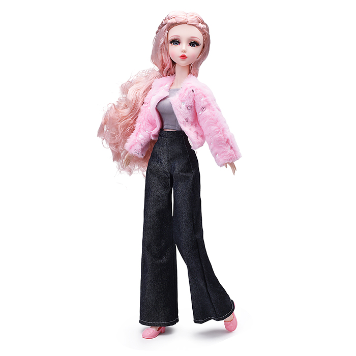 Кукла "Александра" (55 см) в розовой шубке (в коробке)