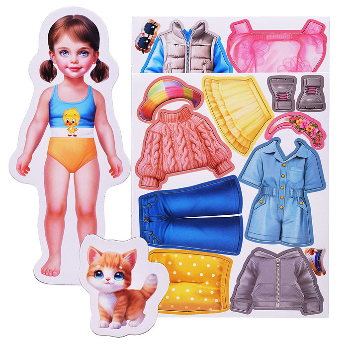 Магнитная игра-одевашка "Девочка с котенком" Магнитная игра-одевашка "Девочка с котенком"