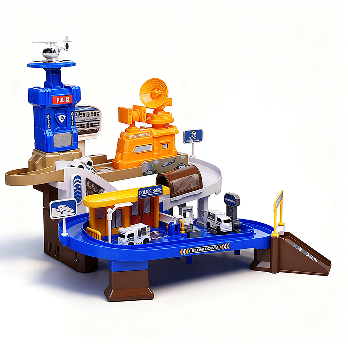 Парковка ZX-025A "Служебный паркинг" (свет, звук, 3 металл машины, самолет) в коробке