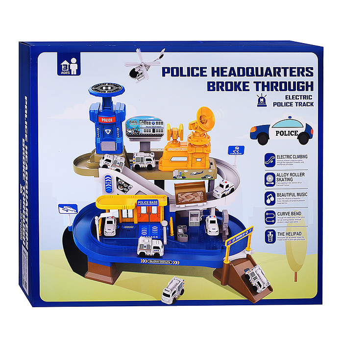 Парковка ZX-025A "Служебный паркинг" (свет, звук, 3 металл машины, самолет) в коробке