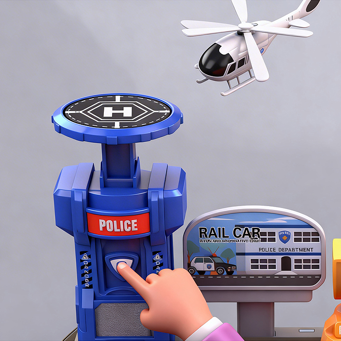 Парковка ZX-025A "Служебный паркинг" (свет, звук, 3 металл машины, самолет) в коробке