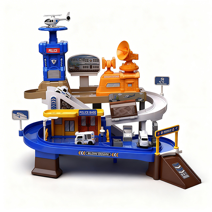 Парковка ZX-025A "Служебный паркинг" (свет, звук, 3 металл машины, самолет) в коробке